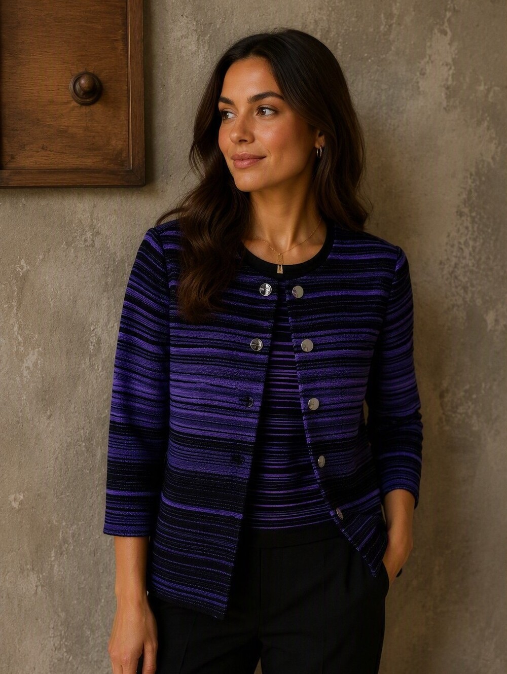 Ming Wang Sapphire Purple Career Office Jacket Travel Business Casual Work